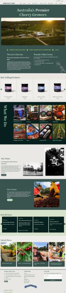 Wandin Valley Farms ecommerce website after the redesign by Left Bank Design